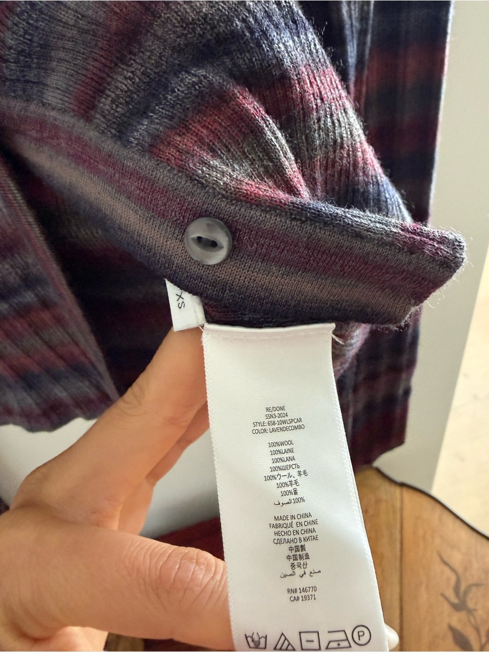 Re/Done Button-Front Ribbed Polo Cardigan - Picture 3 of 3